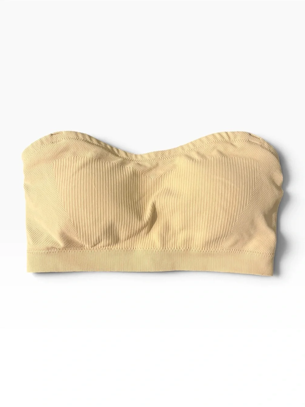 🖤 Nude Ribbed Strapless Bandeau Bra w/ Attachable Straps | Size L | NWOT